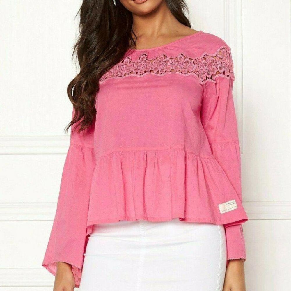 Odd Molly Anthropologie Lacey Moves Blouse Top Swiss Dot Crochet Lace